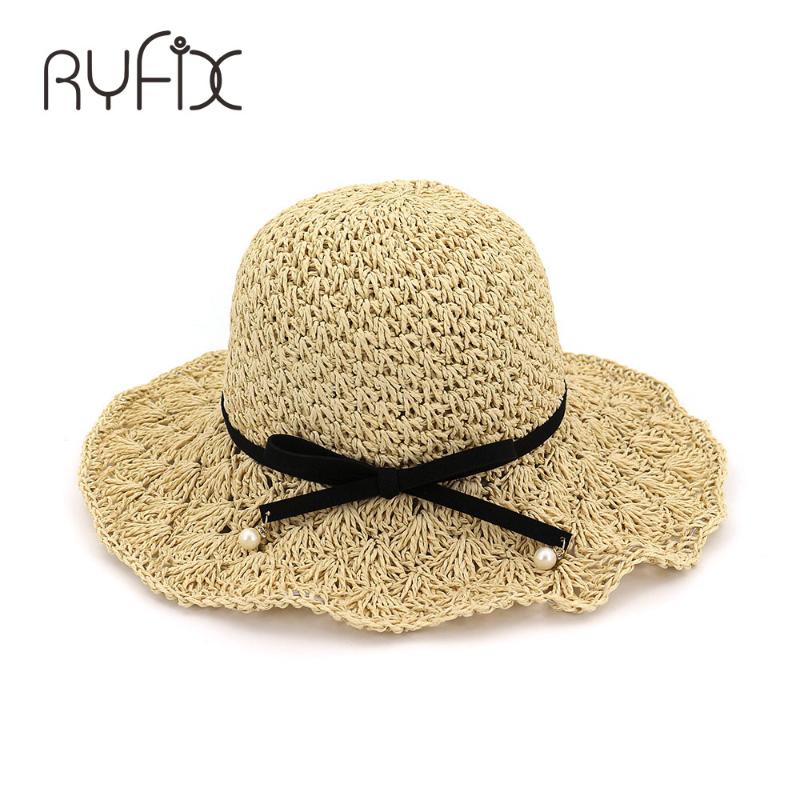 

Handmade sunhat for women's summer hat bow personalized foldable straw hat beach bonnet HA25, Pink