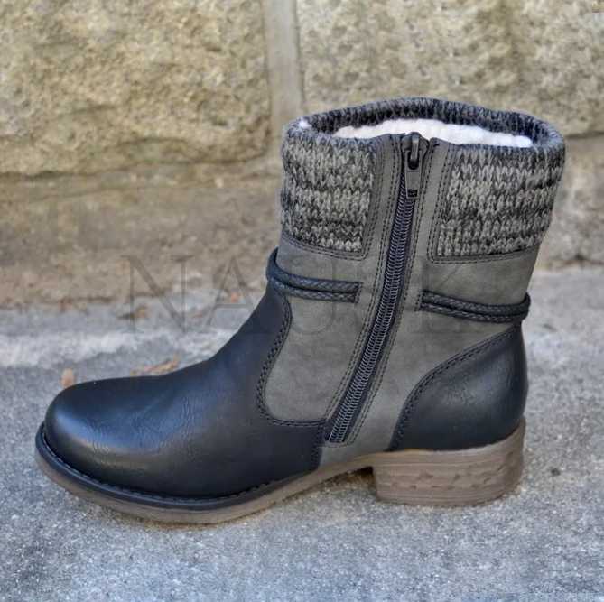 

Autumn Winter Shoes Wool Thicken Women Ankle Boots Casual Ladies Shoes Snow Boot Suede Leather Short Boots Med Heels, Black