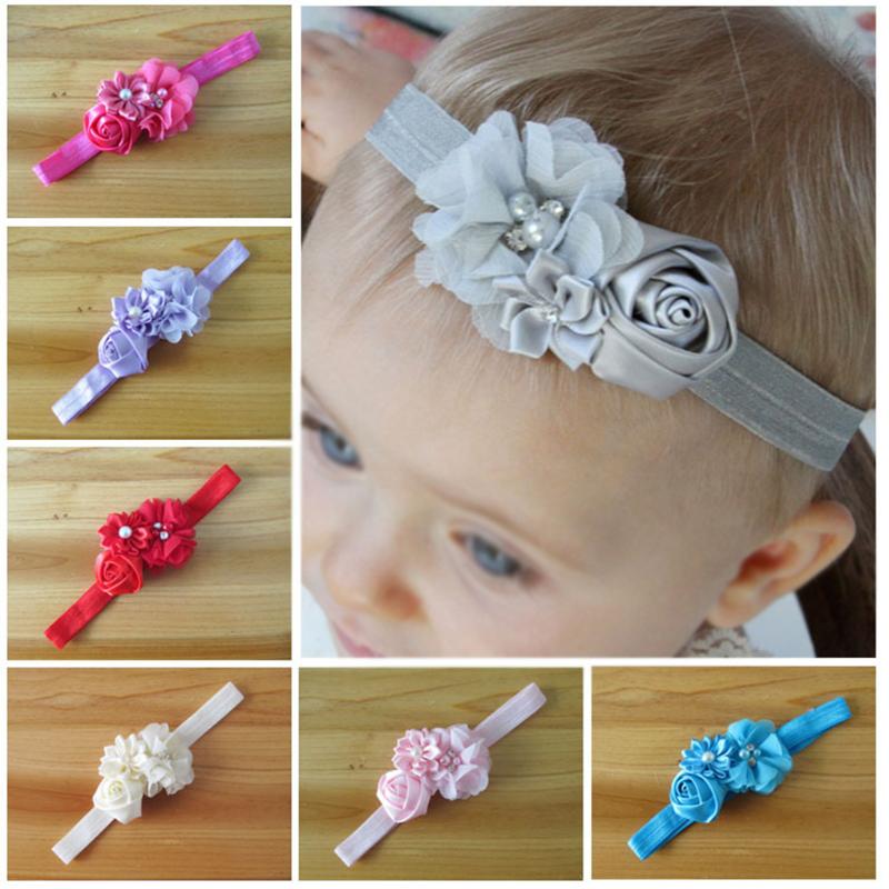 

Baby Girl Hair Band Flower Pearl Headwear For 3-36 Months, Watermelon red