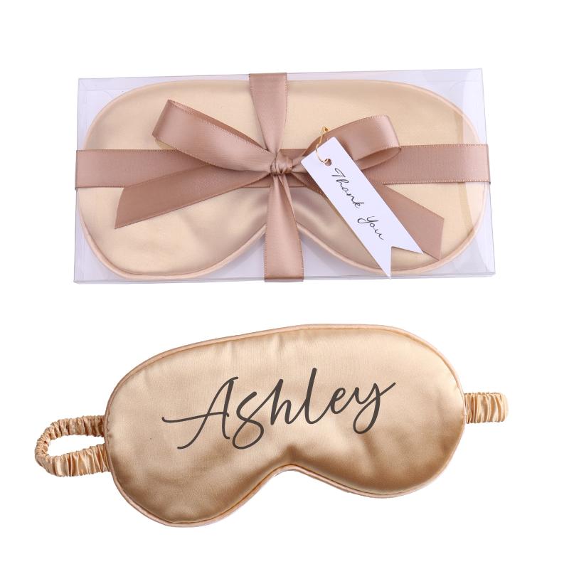 

Personalized Satin Sleep Mask with Gift Box Your Name Bridesmaid Gift Ribbon Bachelorette Mother Wife Anniversary SPA Soft