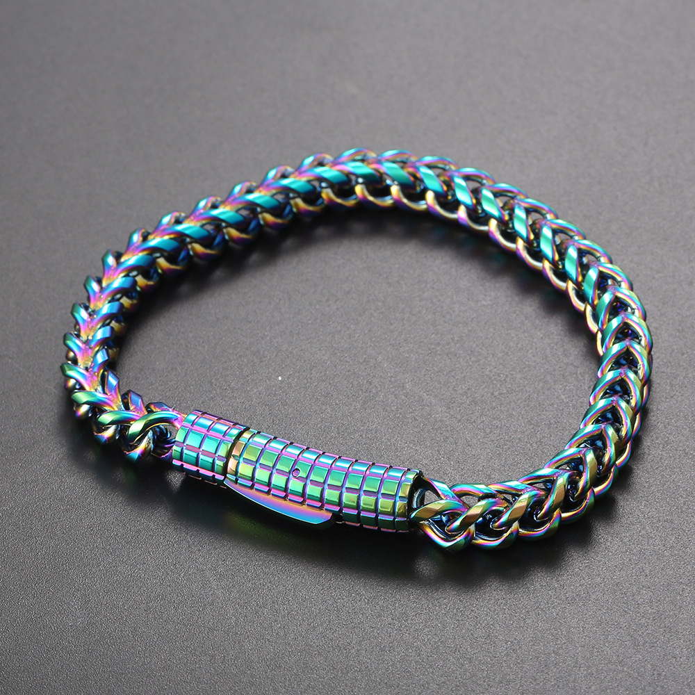 

6mm Hip Hop 316L Stainless Steel Chain Bracelets Titanium Steel Men's Bracelets Cool Men Colorful Jewelry