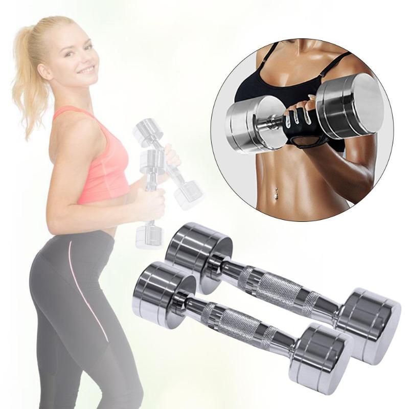 

1/2KG Electroplate Fitness Dumbbell Weight Dumbells Electroplating Weight Bars Gym Dumbells Barbell Set Boxe Men Body Building, Silver
