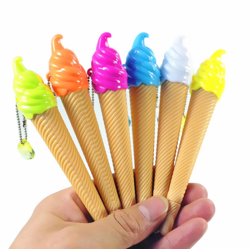 

36pcs/lot New lovely Fashion Ice Cream Gel Pen with colorful pendant 0.5mm Black pens Wholesale