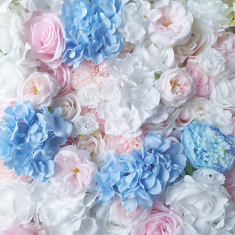 

SPR baby pink blue lovely 3D high quality Artificial wedding occasion flower wall background arrangement flowers decorations, Style a