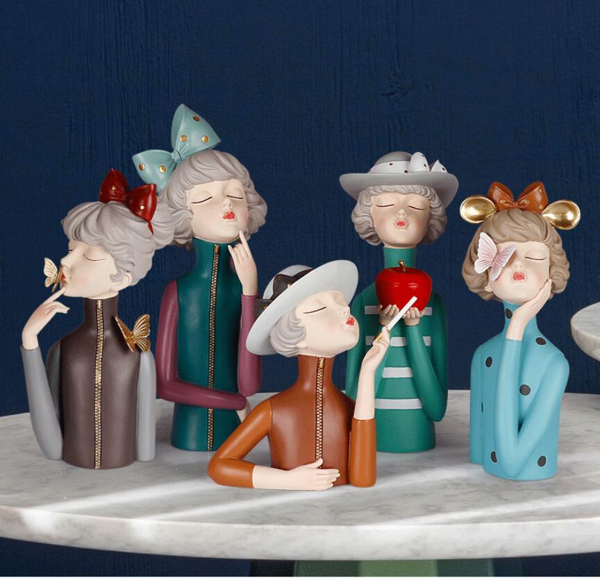 Nordic style girl's collection Decorative Objects decoration home living room porch TV cabinet wedding gift-image-583771080