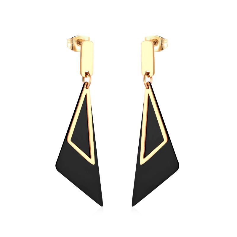 

LUXUKISSKIDS Korean Traingle Drop&Dangle Earring Stainless Steel Gold Earrings Set For Women Fashion Jewelry aretes de mujer