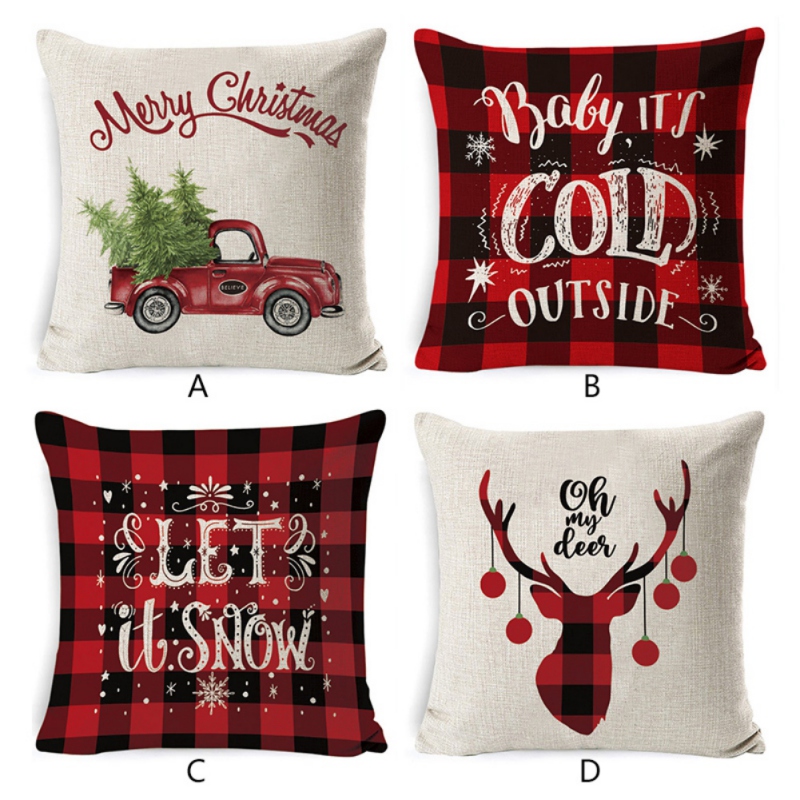 

45cm Merry Christmas Cushion Cover Pillowcase 2020 Christmas Decorations For Home Xmas Noel Ornament Happy New Year 2021