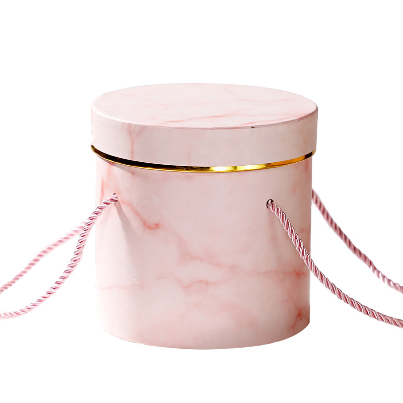 

Pink Round Flower Boxes Floral Packaging Gift Candy Dragee Storage Box Paper Bag Bouquet Vase with Lid for Wedding Party Decor