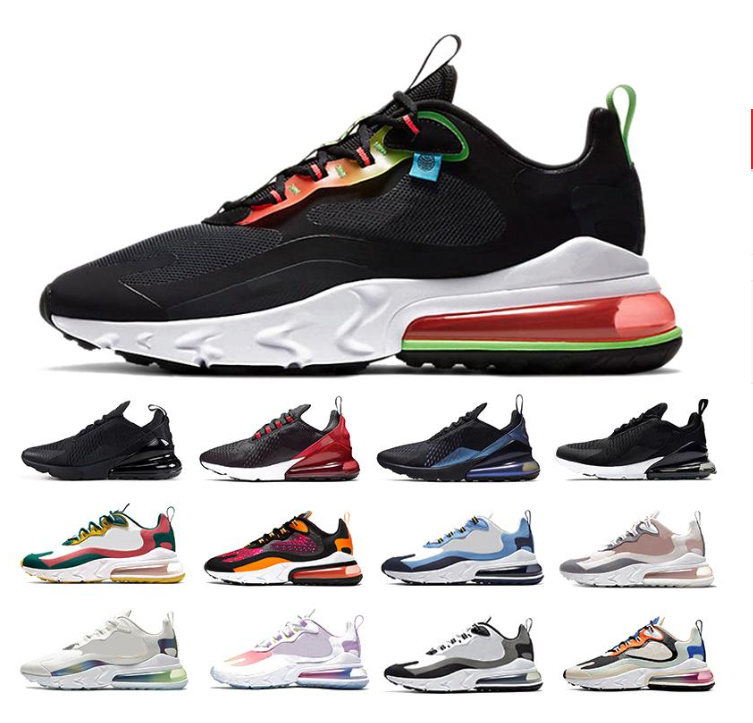 

2020 new top react mens running shoes triple black white bred dusk purple oracle aqua safari men women trainers sports sneakers, Box