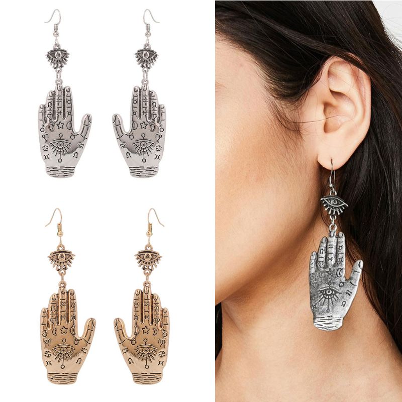 

1Pair Vintage Evil Eye Hasma Fatima Hand Lucky Hanging Dangle Drop Earrings Earrings Religious Modern Female Jewelry New