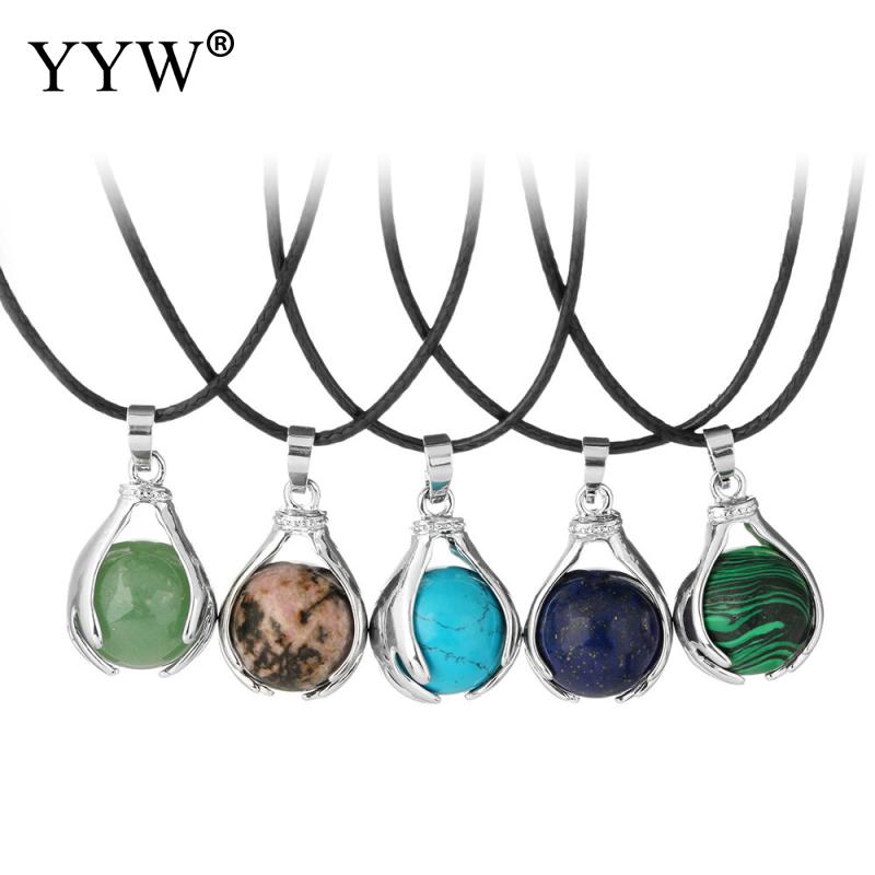 

YYW Hot Sale Lucky Natural Opal Tiger Eye Malachite Turquoises Stone Beaded Hand Love Family Peace Pendants Jewelry Necklaces