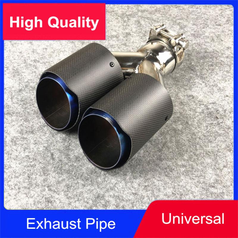

Universal Y Style Car-styling Top Quality Exhaust System Matte Carbon Fiber Tail Blue Stainless Steel Exhaust Tip Tail (1pcs