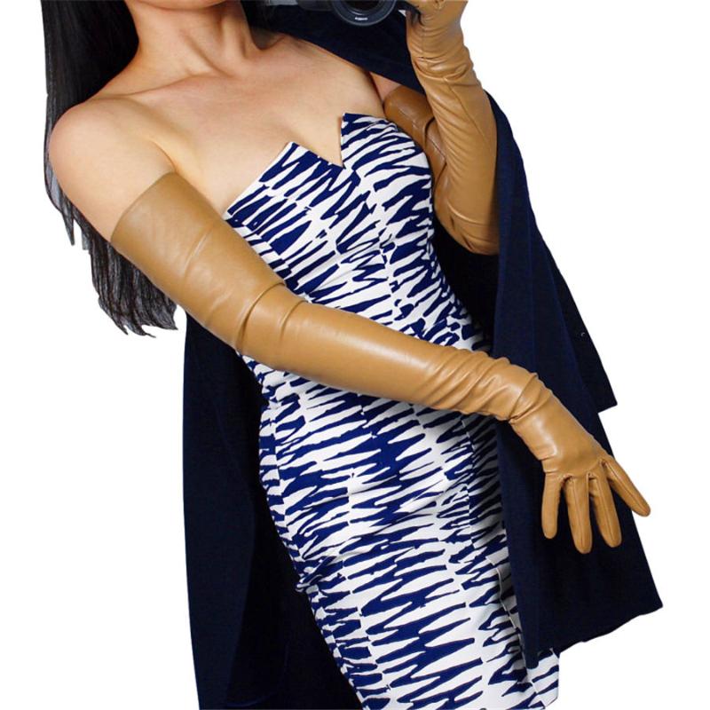 

Extra Long Leather Gloves 70cm Extra Long Simulation Leather Imitation Sheepskin Camel Milk Color PUTS70