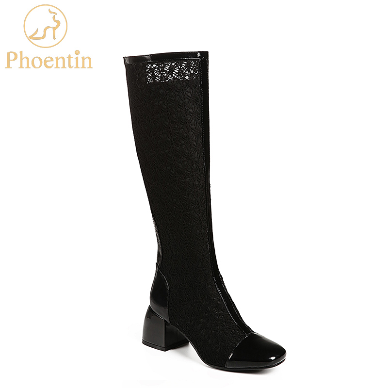 

Phoentin zipper mesh boots knee high 2020 new arrival boots women patchwork TPR brand women shoes black hole sale fashion FT500, Beige