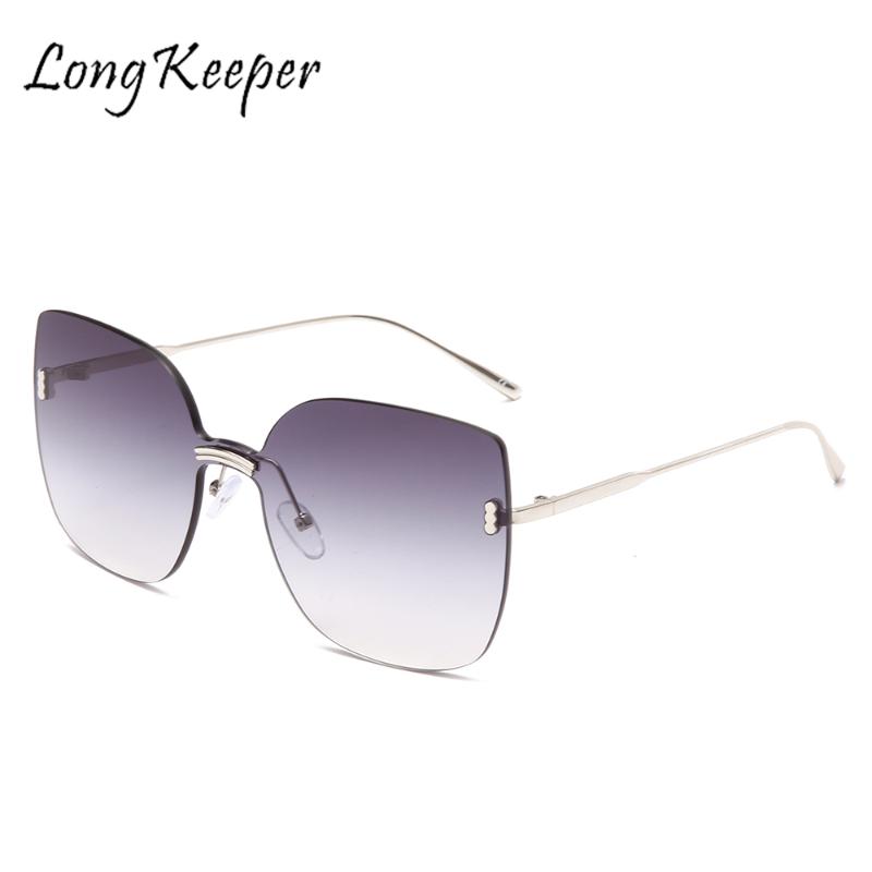 

Ladies Large Square Cat Eye Sun Glasses Vintage Shades Rimless Oversized Sunglasses Women Gradient Purple Eyewear