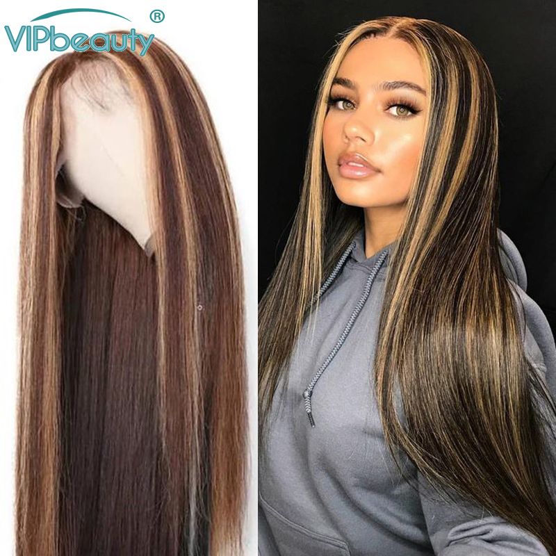 

Highlight Lace Front Human Hair Wigs Pre Plucked Straight Hair 13x4 Ombre Human Wig For Women Remy 150% Brazilian Wig, P4/27