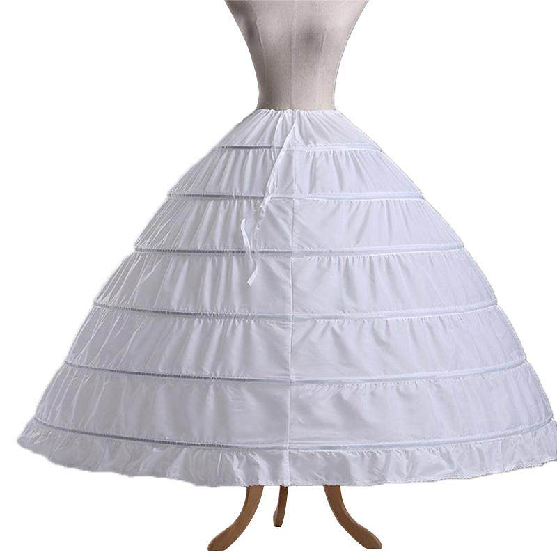 

6 Hoops Petticoat Jupon Tarlatan Crinoline Underskirt Slips Make Dress Puffy Quince Bridal Debutante Ball Gown Accessories, White