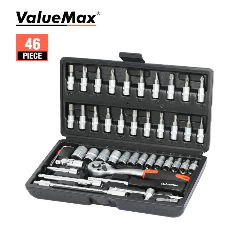 

ValueMax Hand Tool Sets Car Repair Tool Kit Set Workshop Mechanical Tools Box for Home Socket Wrench Set Ratchet Screwdriver Kit
