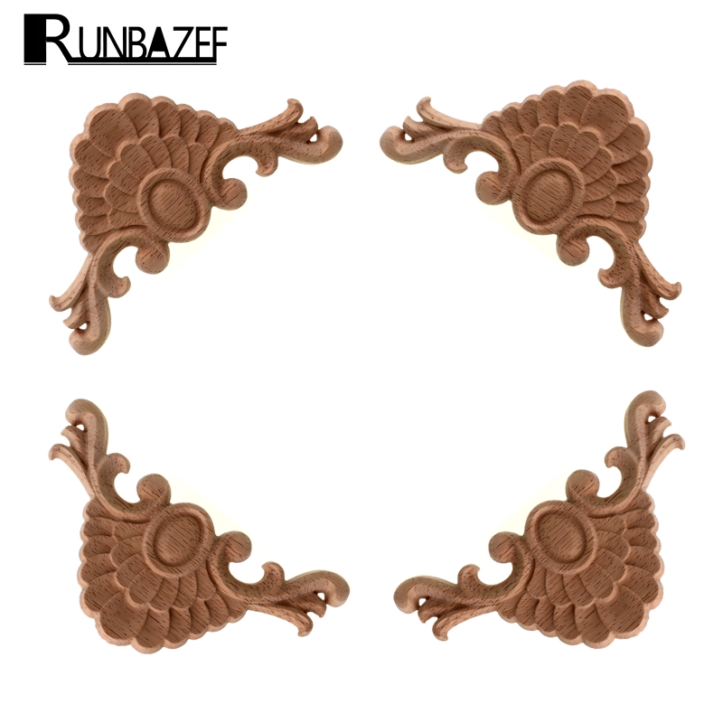 

RUNBAZEF Wood Decorative Flower Floral Applique Pass Film Background Wall Closet Corner Home Garden Decor Figurines Miniatures