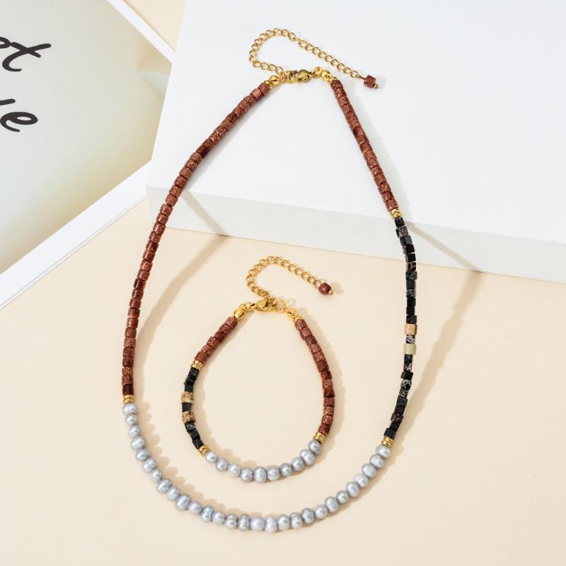 

Luxury Square Beads Beaded Choker Women Fashion Neck Jewellery Natural Pearl Necklace Clothes Accessories Party Gifts Boho New