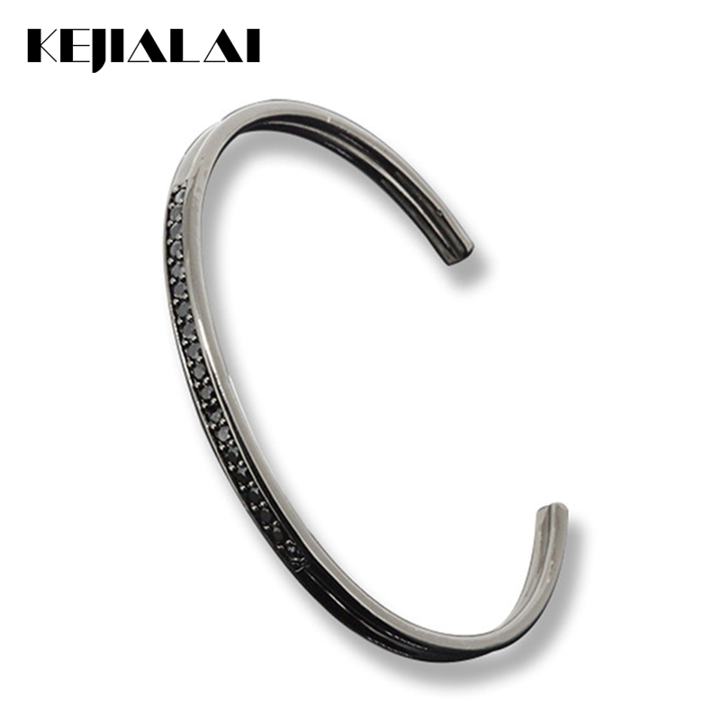 

2020 Fashion Trendy Men & Women Bangles Simple Style Bracelets, Micro Pave Black CZ Fashion Open / Bracelet