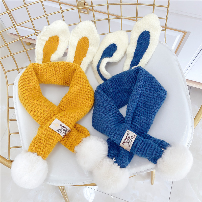 

New 2020 Ear Children Cross Scarf Autumn Winter Boys Girls Kids Wool Scarf Girls Neck Collar Warm Kids Neckerchief