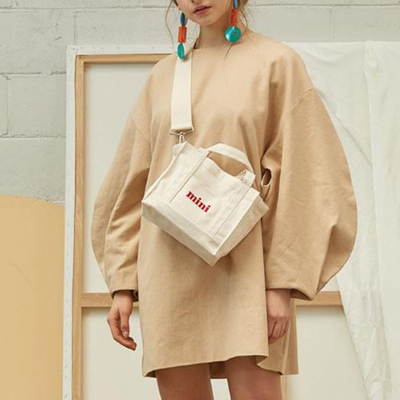 

Mini Shopping Bag White Casual Totes Canvas Totes Beach Bag 200919, Ivory