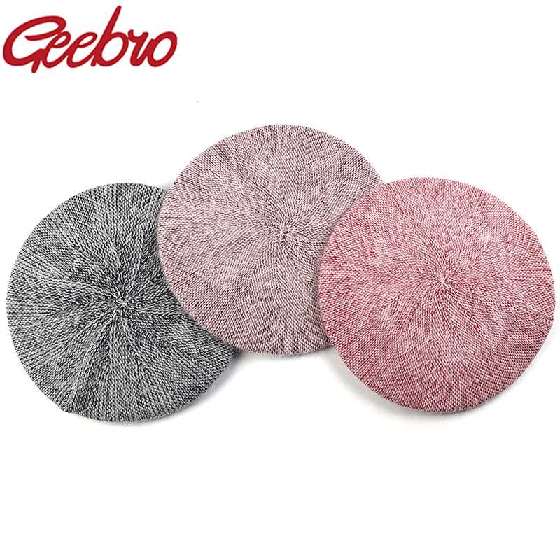 

Berets Geebro Fashion Women Angora Solid Color Beret Female Bonnet Caps Winter All Matched Warm Walking Hat Beanie, Beige