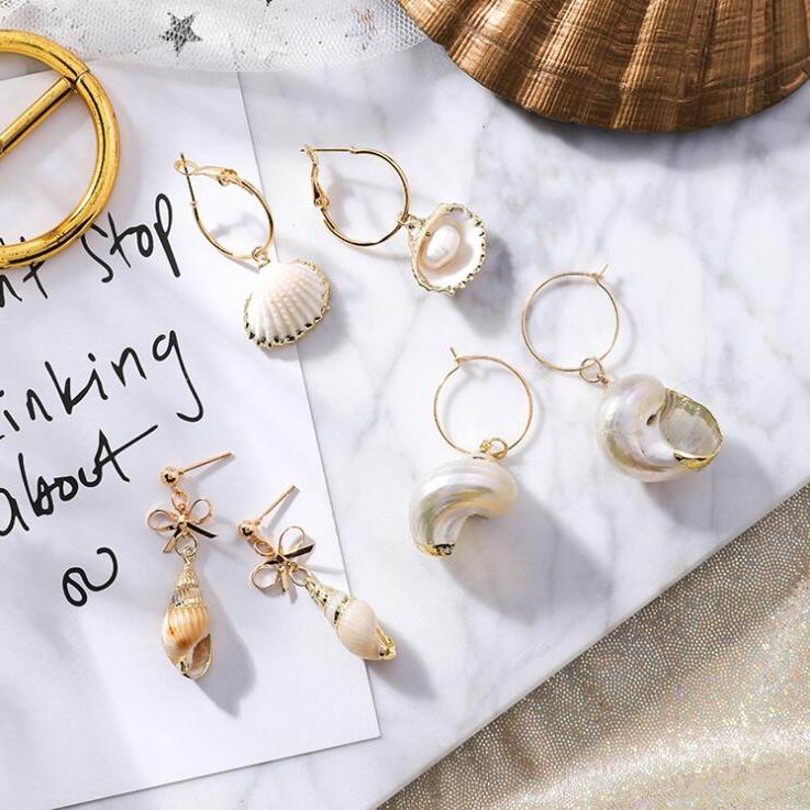 

Autogood Dangle & Chandelier MENGJIQIAO 2021 Korean Holiday Sea Jewelry Shell Conch Drop Earrings For Women Girls Bowknot Circle Lovely Bouc
