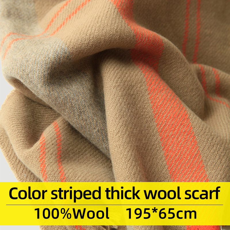 

Women Winter Warm Scarf Striped 100% Pure Wool Scarves 2020 Shawls and Wraps for Ladies Women Blanket Scarf Wool Winter