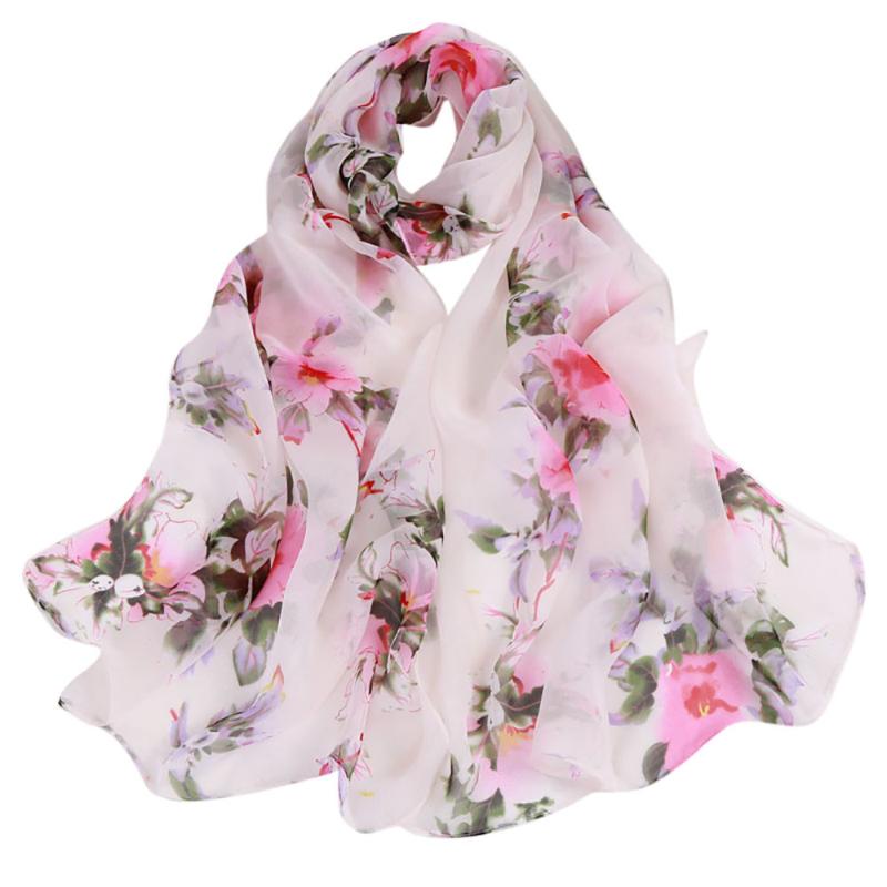 

KANCOOLD autumn femme silk scarf shawls and wraps scarves for women Peach Blossom Printing Long Soft Wrap Ladies veil PSEPO2