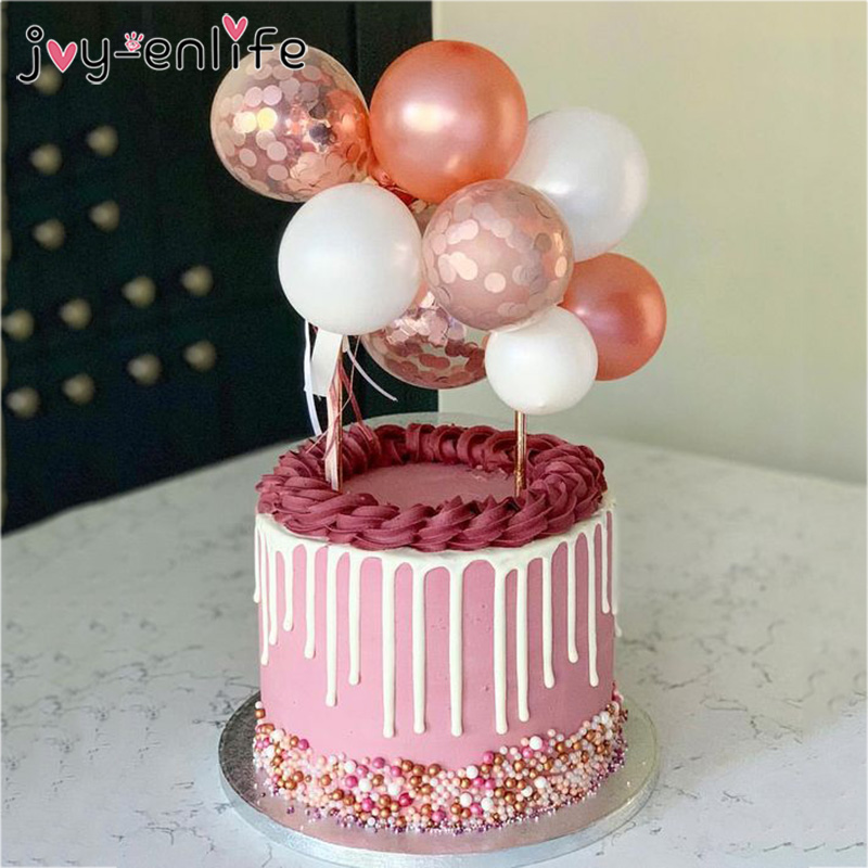 

1set Creative 10pcs 5inch Balloon Cake Topper Set Birthday Party Decoration Cake Toppers Baby Shower Wedding Decoration Supplies