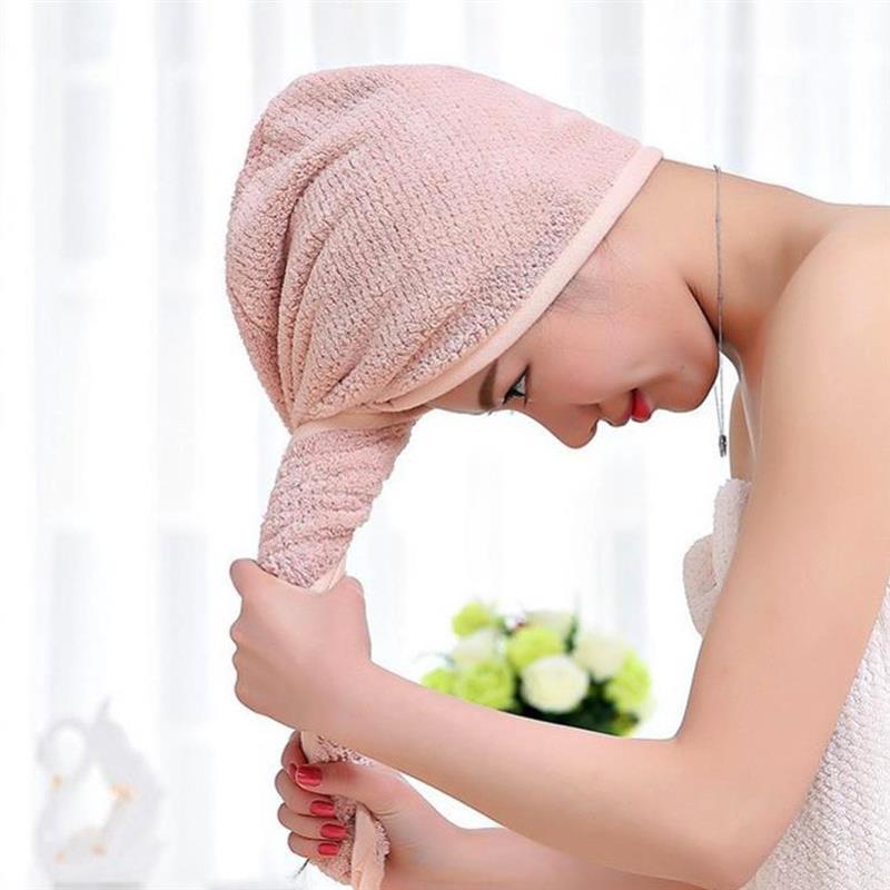 

Ultra Absorbent Hair Turban Towel Quick Dry Anti Frizzy Microfiber Design for Women, Pink