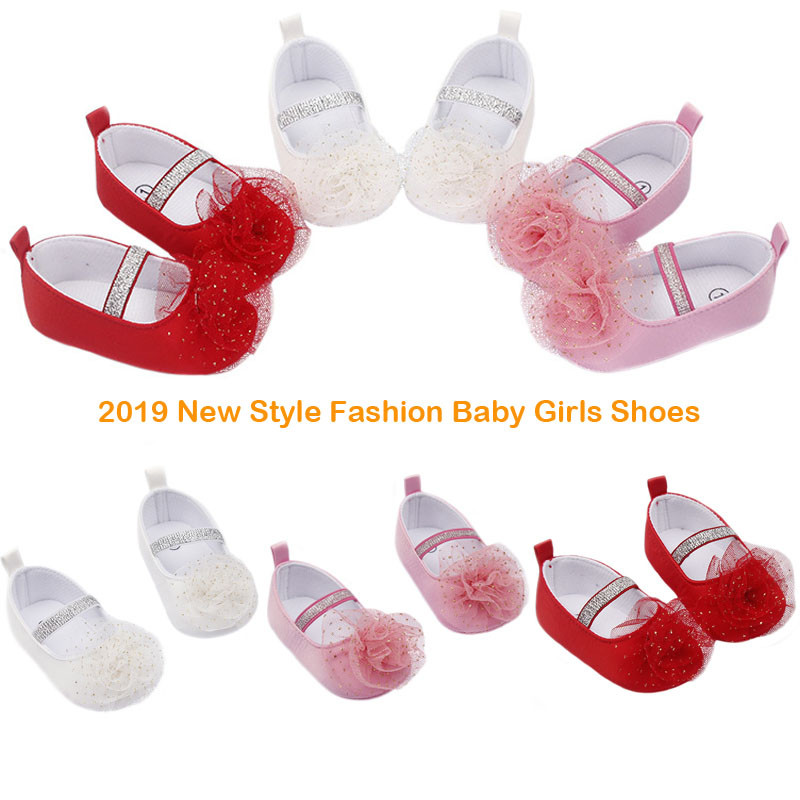 

2020 New Fashion Floral Girl Toddler Kids Baby Anti-Slip Sneaker Crib Lace Sequin Shoes, Pink