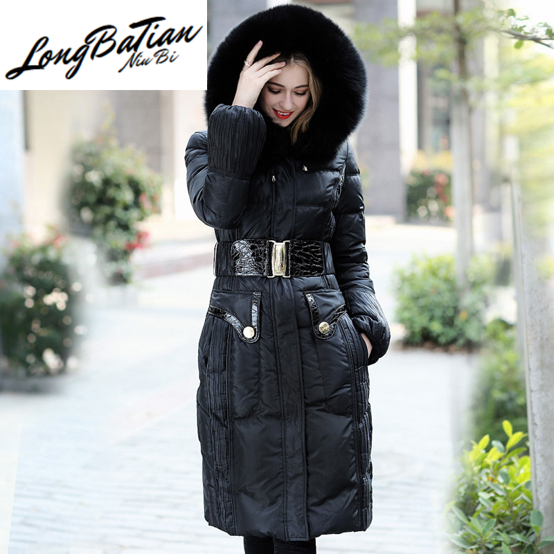 

Luxury Real Fur Hooded Women's Winter Jacket Female High Quality Thick Warm Duck Down Coat Woman Parkas U13358, Black