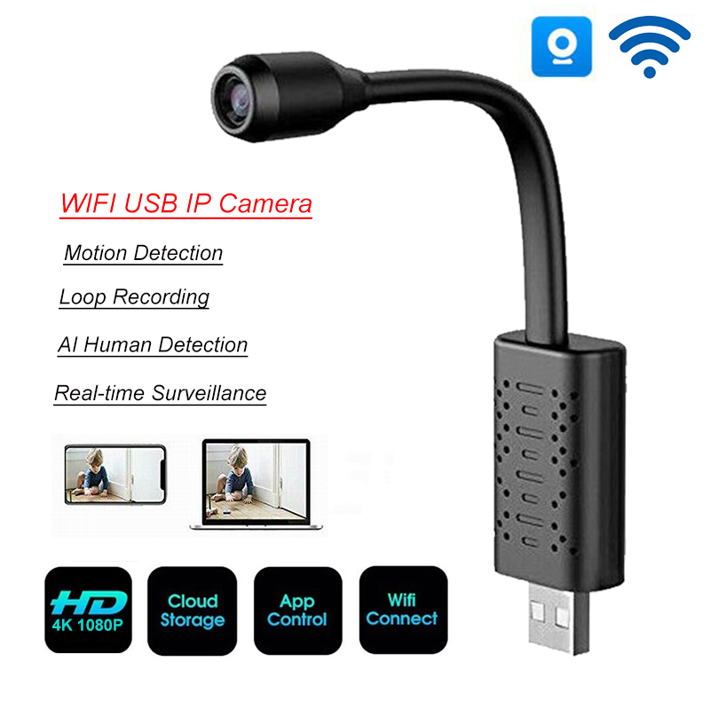 

Mini Camera IP Full HD 1080P P2P SD Card Cloud Storage Smart AI Human Detection Surveillance Camera With Wifi USB V380 app