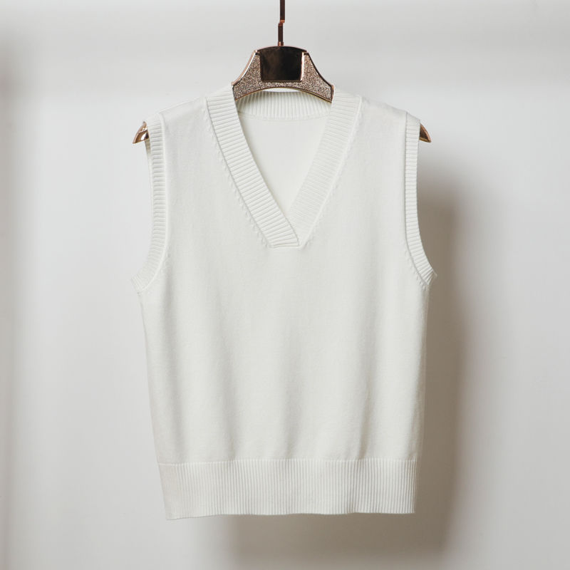 

2020 New Autumn Women Korean Style Vests Women Solid Color Casual Knitted Sweater Female Short V-Neck Tops Daily Outwear L114, Tuo se v-neck