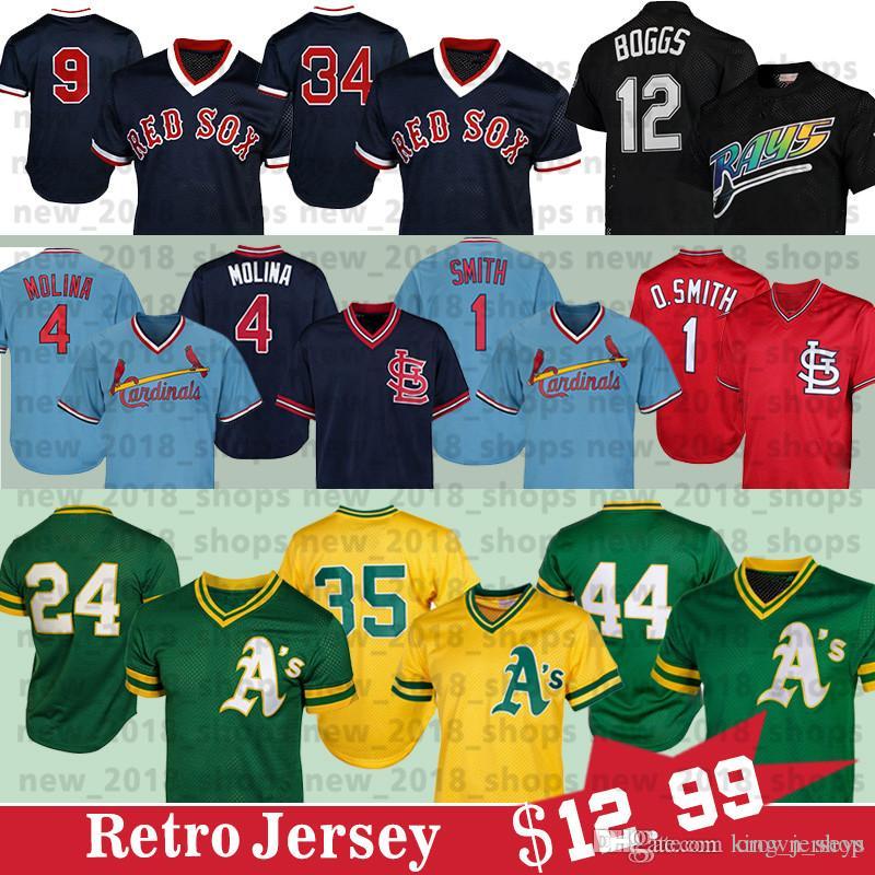 

24 RickeyHenderson 44 ReggieJackson 4 Yadier MolinaOzzie Smith 12 Wade Boggs 9 Ted Williams 34 David Ortiz Baseball Jerseys, Blue;black