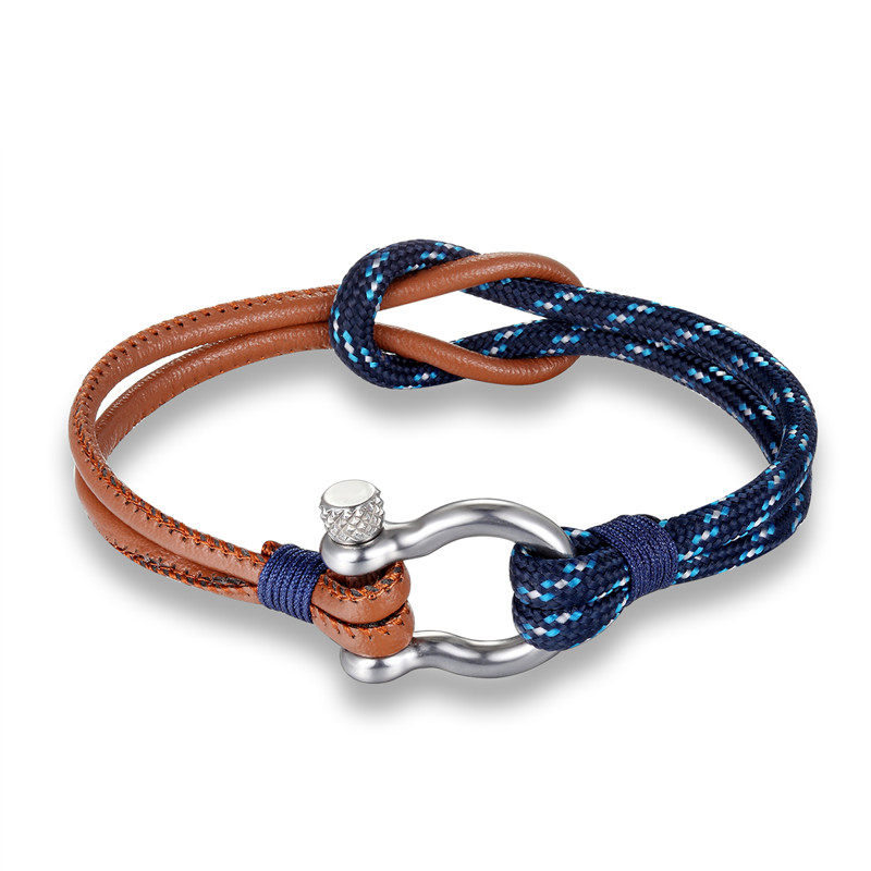 

TANGYIN charm love Multilayer Navy Style Stainless Steel leather Rope Buckles Best Gift for Men Women Jewelry