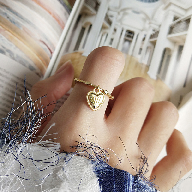 

M heart shape Rings 925 Silver Jewelry Minimalism Charm Anel Bohemia Jewelry Vintage Boho Bague Femme Anelli Ring for Women