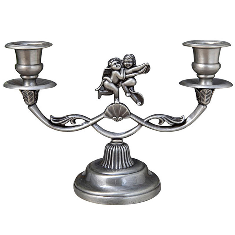 

European Retro Candle Holder Zinc Alloy Vintage Baby Angel Candlestick Creative Ornament Room Decor Home Decoration Accessories