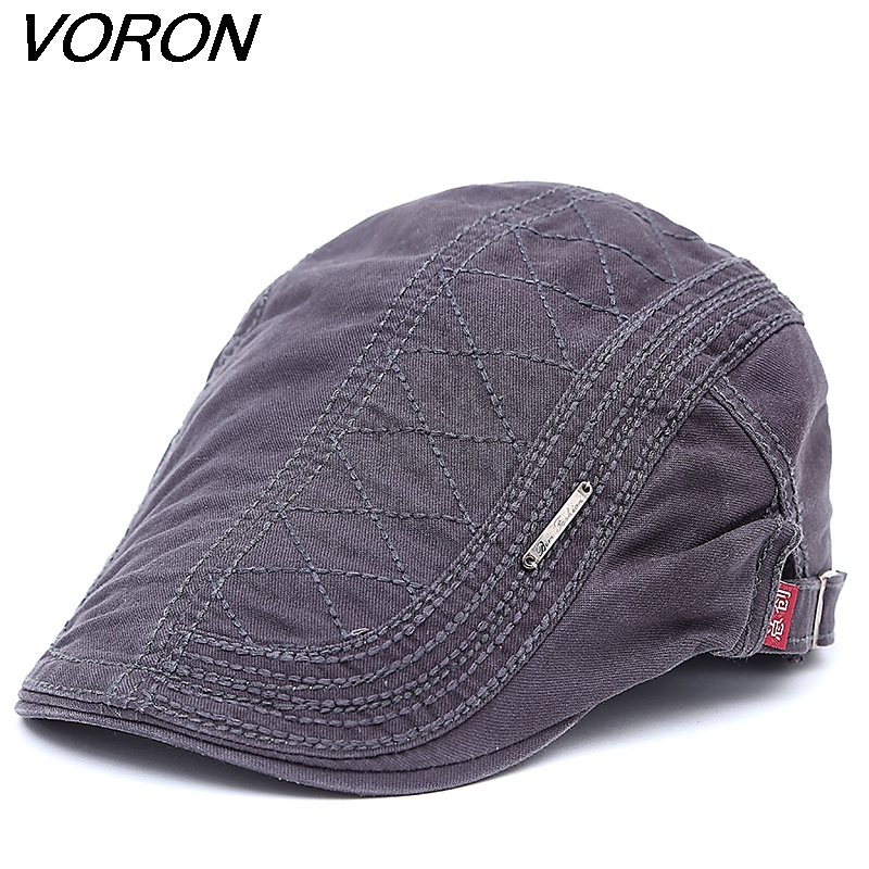 

VORON 2020 New Cotton Beret Hats for Men Summer Flat Cap Male Vintage Casquette Caps Fall Berets Men's Hat for Auntumn Winter, Black