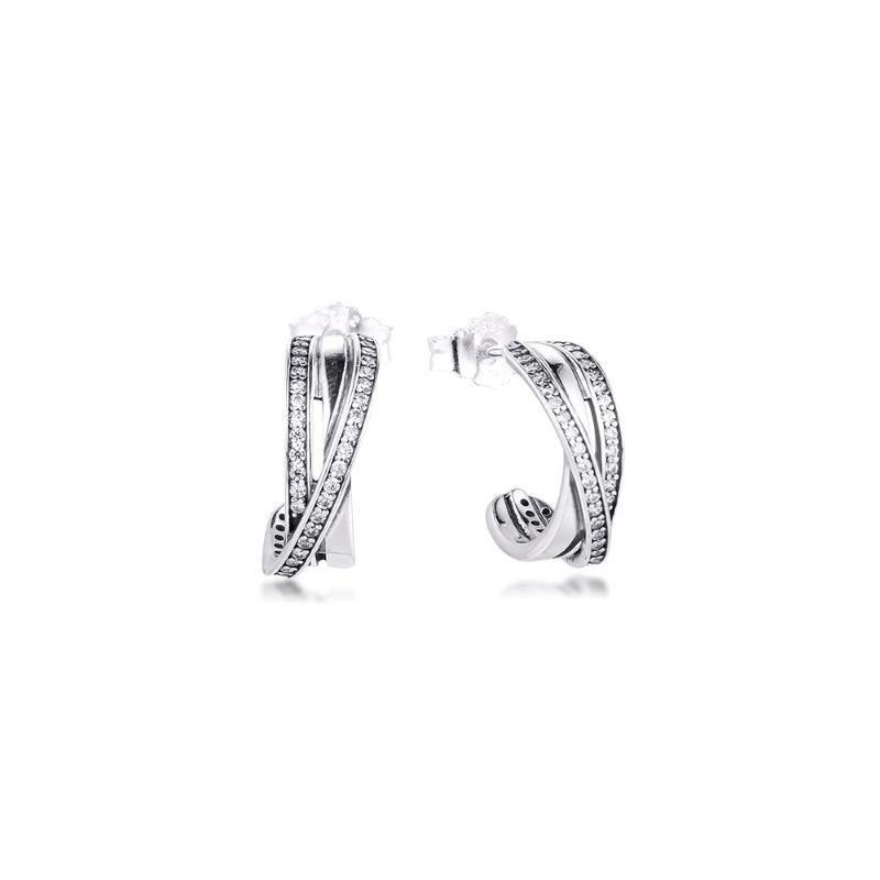 

2020 New 925 Sterling Silver Clear CZ Sparkling & Polished Lines Hoop Earrings for Women Wedding Statement Jewelry Brincos