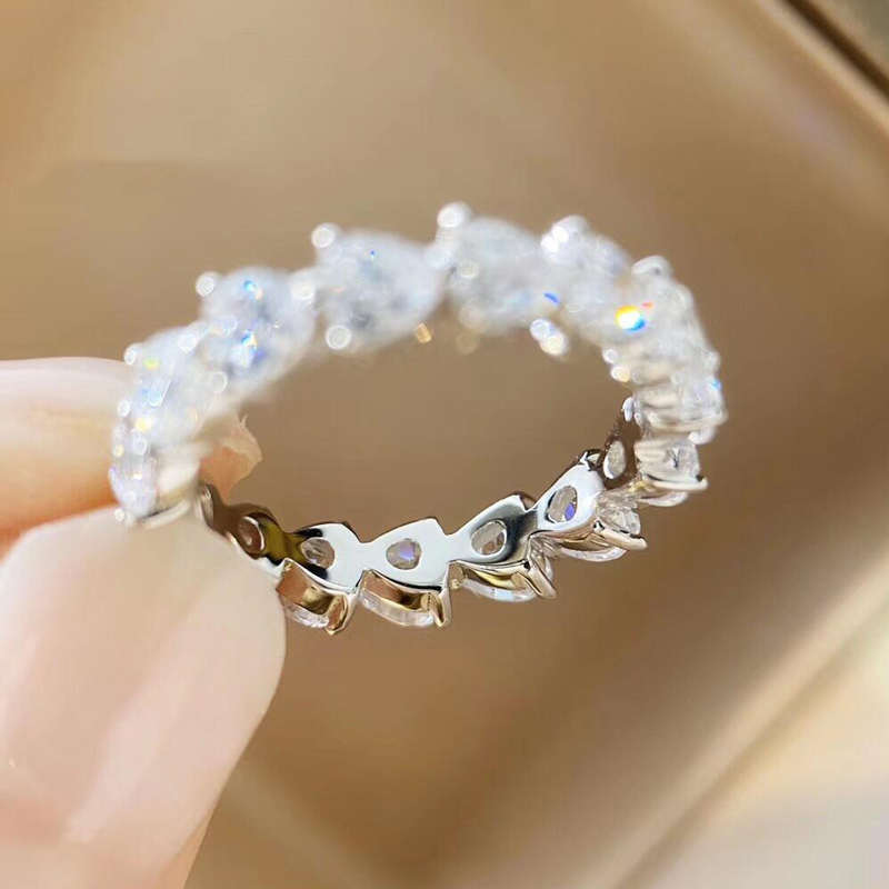 

Hot Selling Sparking Full Zircon Heart Engagement rings for women Top quality Wedding Party Bride Band jewelry Bague femme Gift