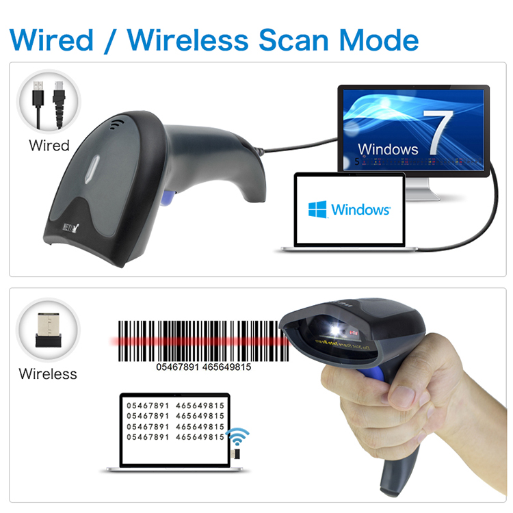 

NETUM W6 Wireless W3 wired CCD Barcode Scanner (2.4GHz Wireless & USB2.0 Wired) for Mobile Screen Payment bar code scanner