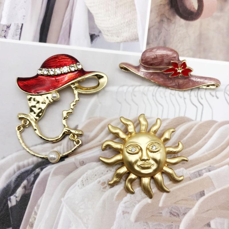 

New Sweet Hat Red Pink Enamel Alloy Elegant Brooches