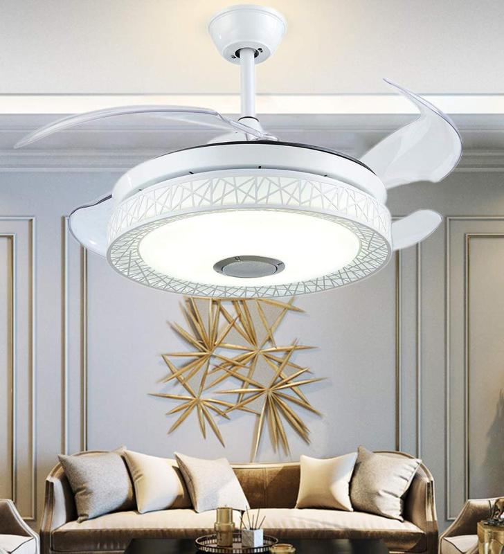 

42'' Ceiling Fan Light w/ Bluetooth Speaker Remote Control Mute Invisible Fan