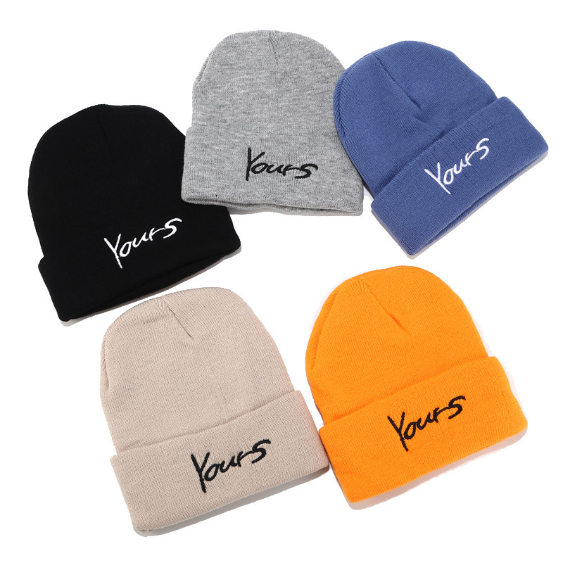 

Solid Unisex Beanie Autumn Winter Women Hat Wool Soft Knitted Cap Men Skull Cap Fashion Letter Embroidery Warmer Ski Caps