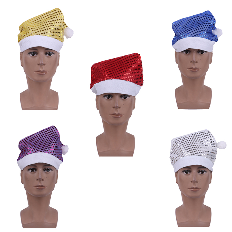 

Multi Colors Santa Claus Sequins Hats Caps Christmas Decor of Adult Children's Hats XMAS New Year's Gifts Home Party Supplies