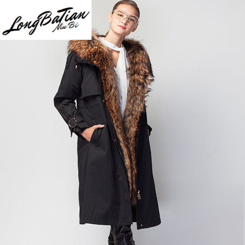 

Raccoon Luxury Natural Fur Hooded Women's Winter Jacket Woman 20% Duck Coat Female Warm Down Parkas 2020 9278, Black